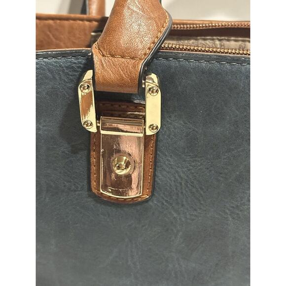 Simply Noelle Women's Shoulder Bag Purse Teal/Brown Handbag Zippers Storage - Picture 3 of 13